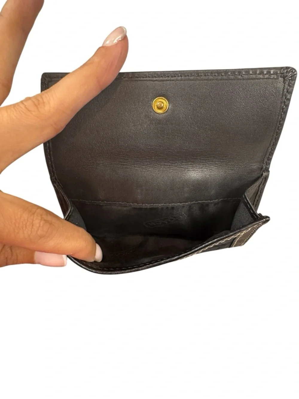 Coach Vintage Black Signature Jacquard Trifold Wallet Leather Monogram Y2K